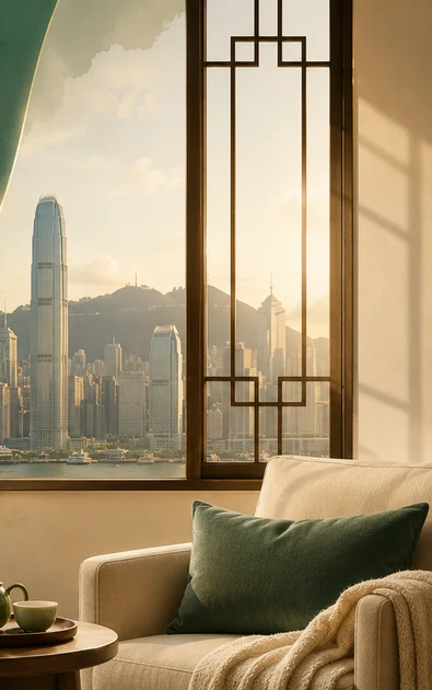 香港住宅客廳窗外的維港景色